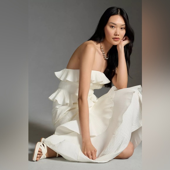 Anthropologie Let Me Be Strapless Tiered Ruffled Dress - Picture 2 of 4